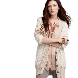 EUC Free People Bumpy Road Chunky Knit Cardigan in Cream Size Medium